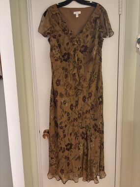 Vintage Charter Club Beautiful Floral Ruffle-Front Dress